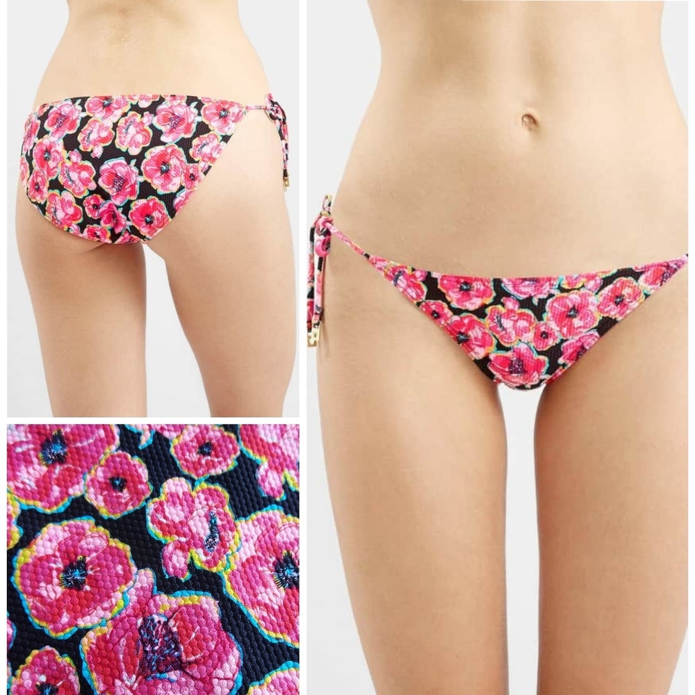 TopShop Poppy Floral Print Bikini Bottom Pink 4